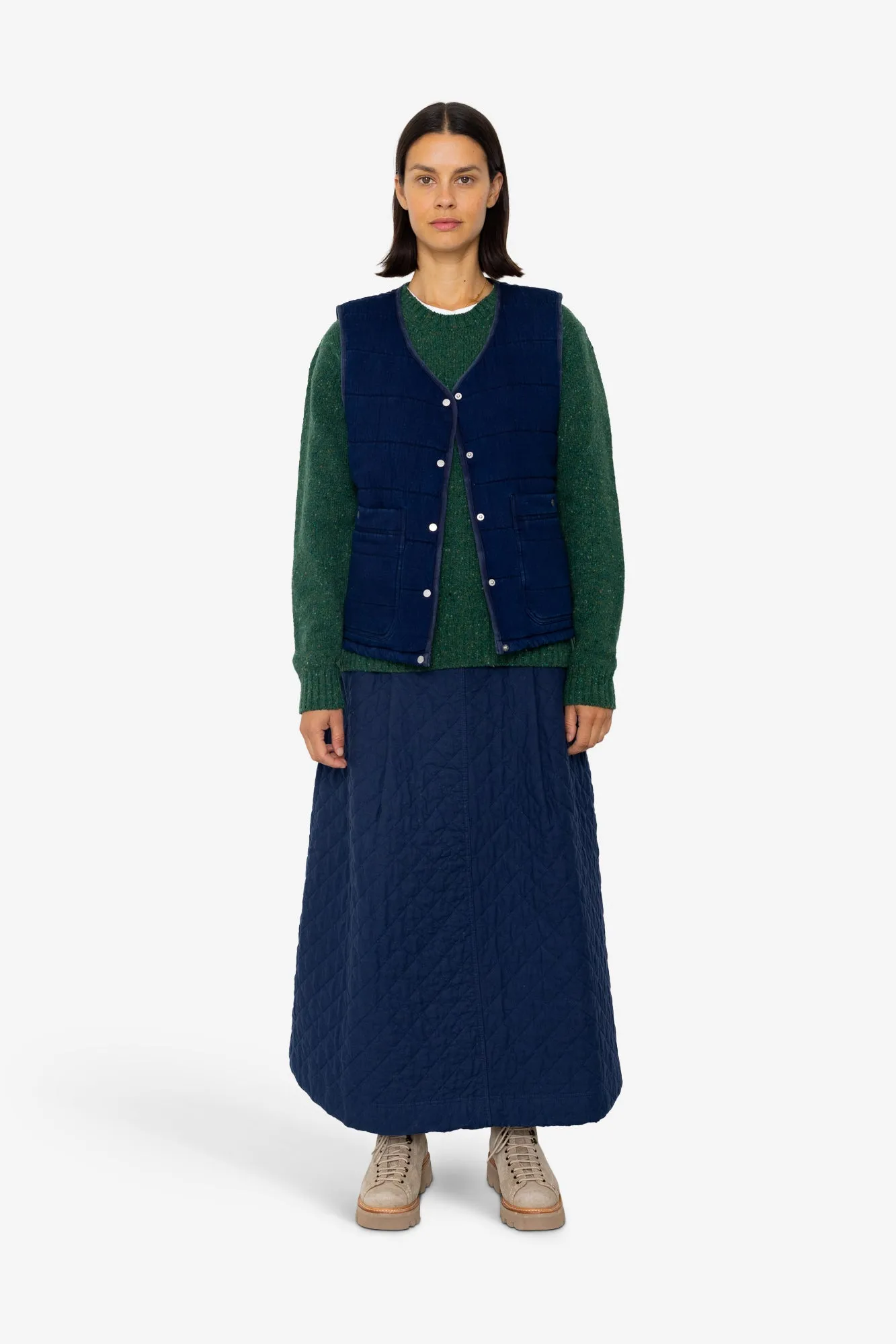 Quilted Gilet - Denim Herringbone sold by Folk product image thumbnail 2