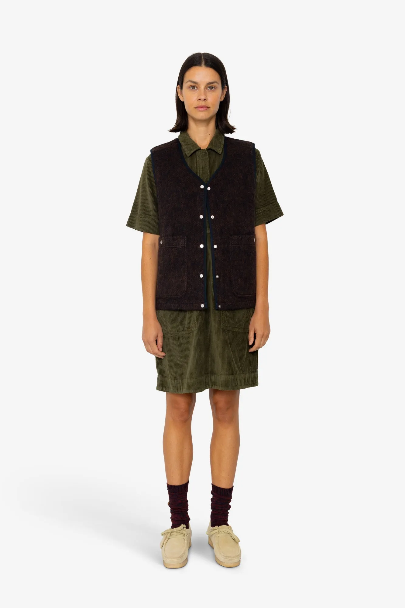 Quilted Gilet - Navy Espresso Brushed Wool sold by Folk product image thumbnail 2