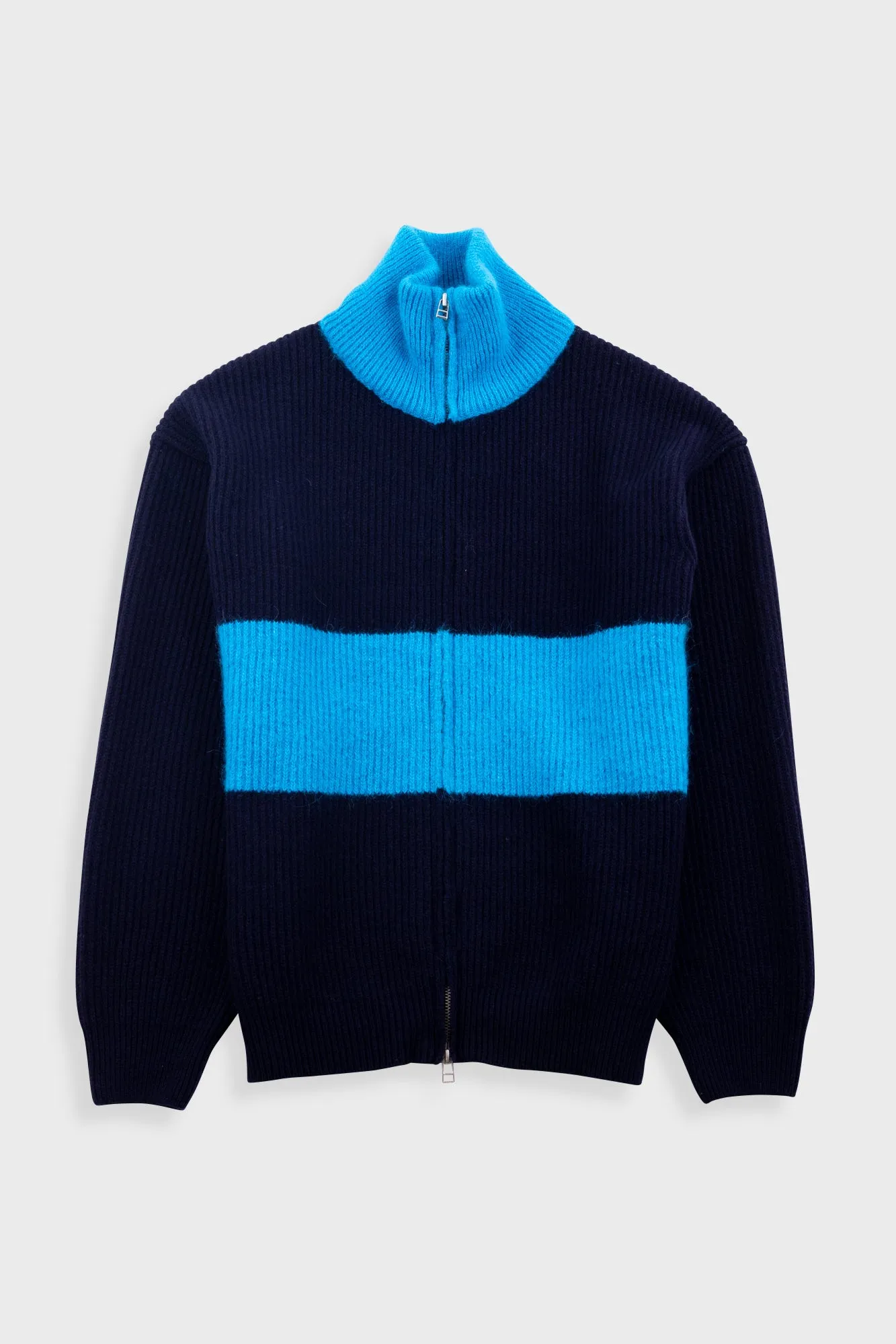 Zip Through Jumper - Navy Cobalt sold by Folk