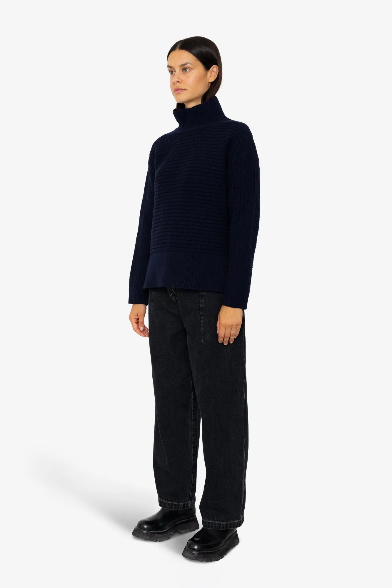 Open Funnel Neck Jumper - Navy sold by Folk product image thumbnail 3