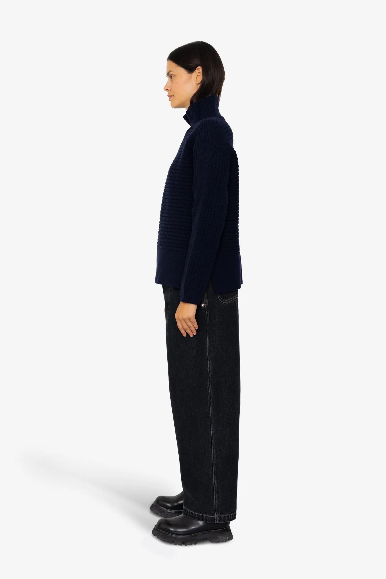Open Funnel Neck Jumper - Navy sold by Folk product image thumbnail 4