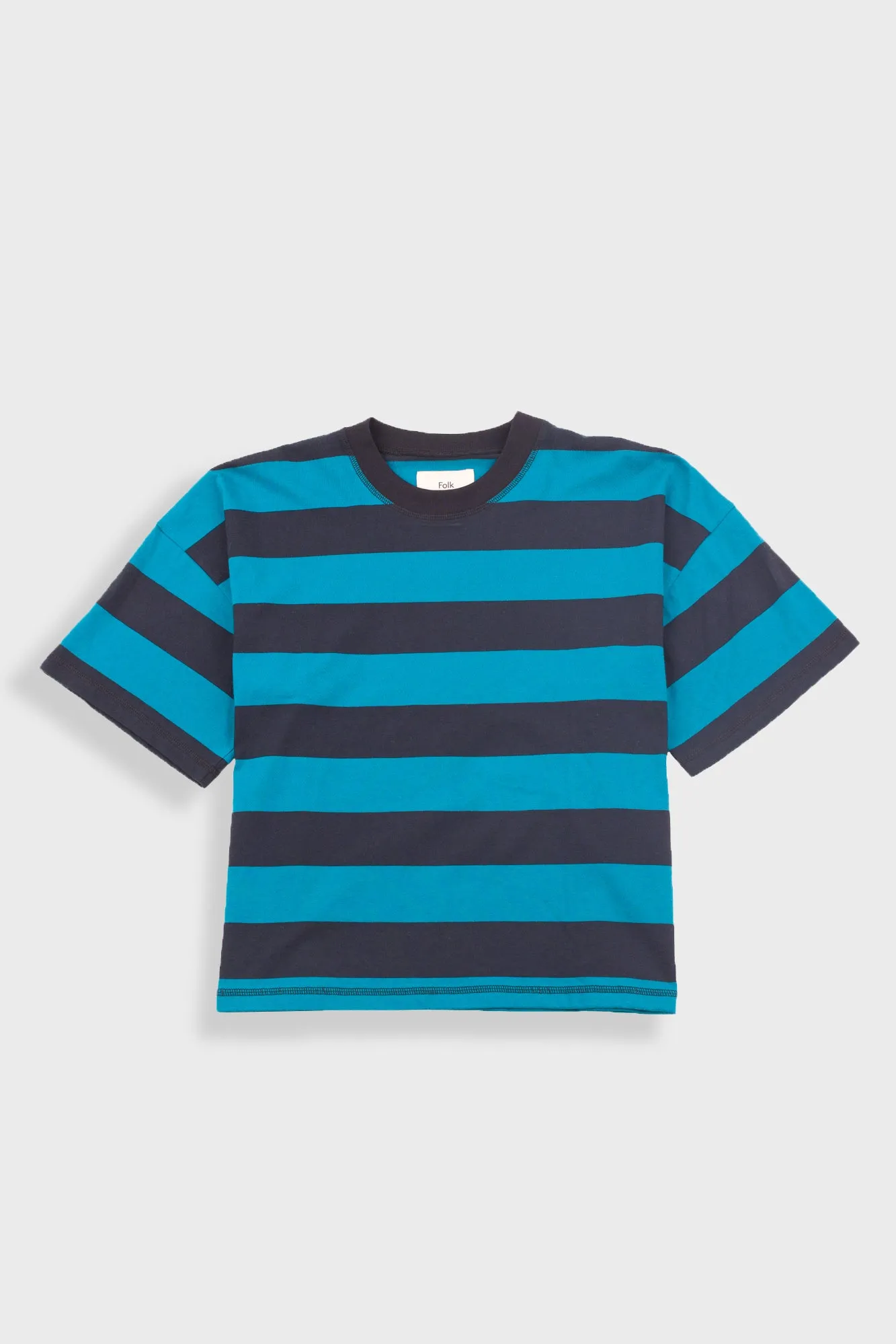 Boyfriend T-Shirt - Navy Teal Stripe sold by Folk