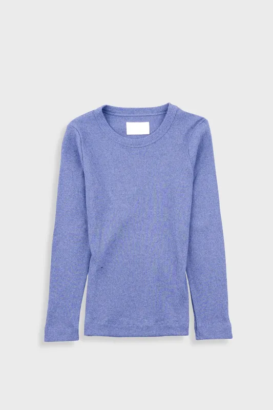 LS Fitted T-Shirt - Bleached Denim Melange sold by Folk