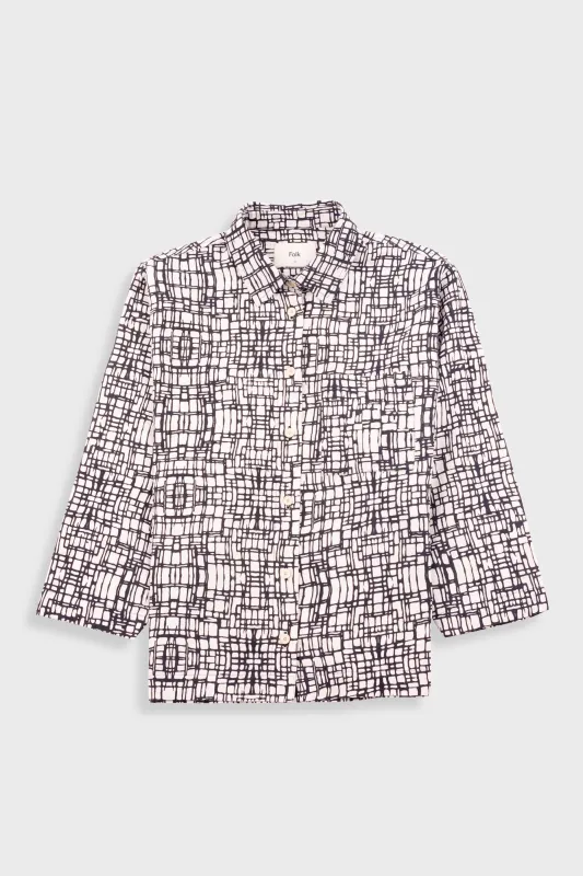 Archive Shirt - Black Ecru Maze Print sold by Folk
