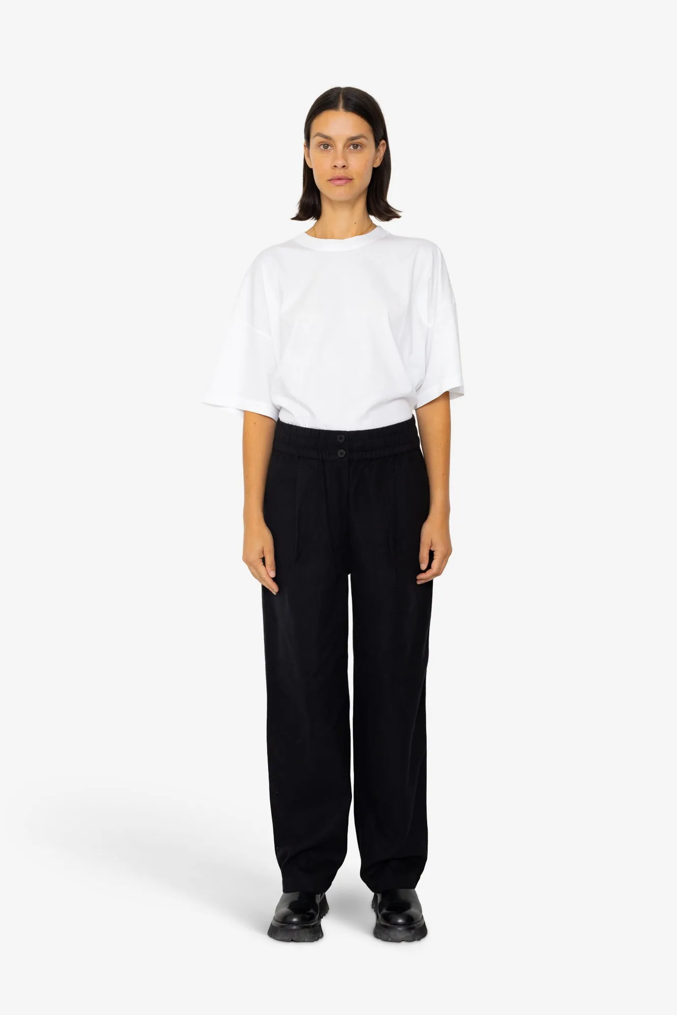 Drawcord Baggy Pants - Soft Black Brushed Stripe sold by Folk product image thumbnail 2