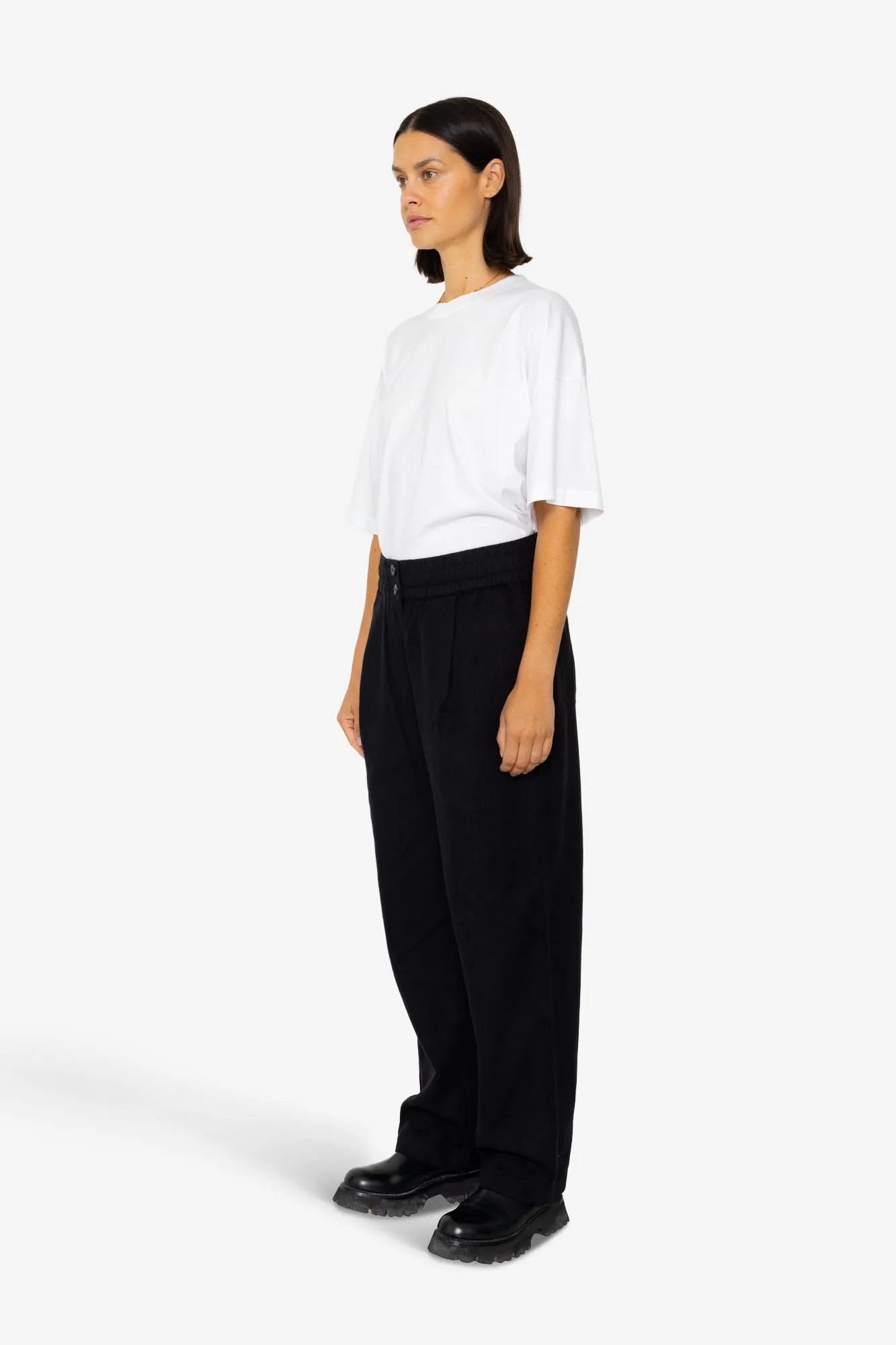 Drawcord Baggy Pants - Soft Black Brushed Stripe sold by Folk product image thumbnail 3