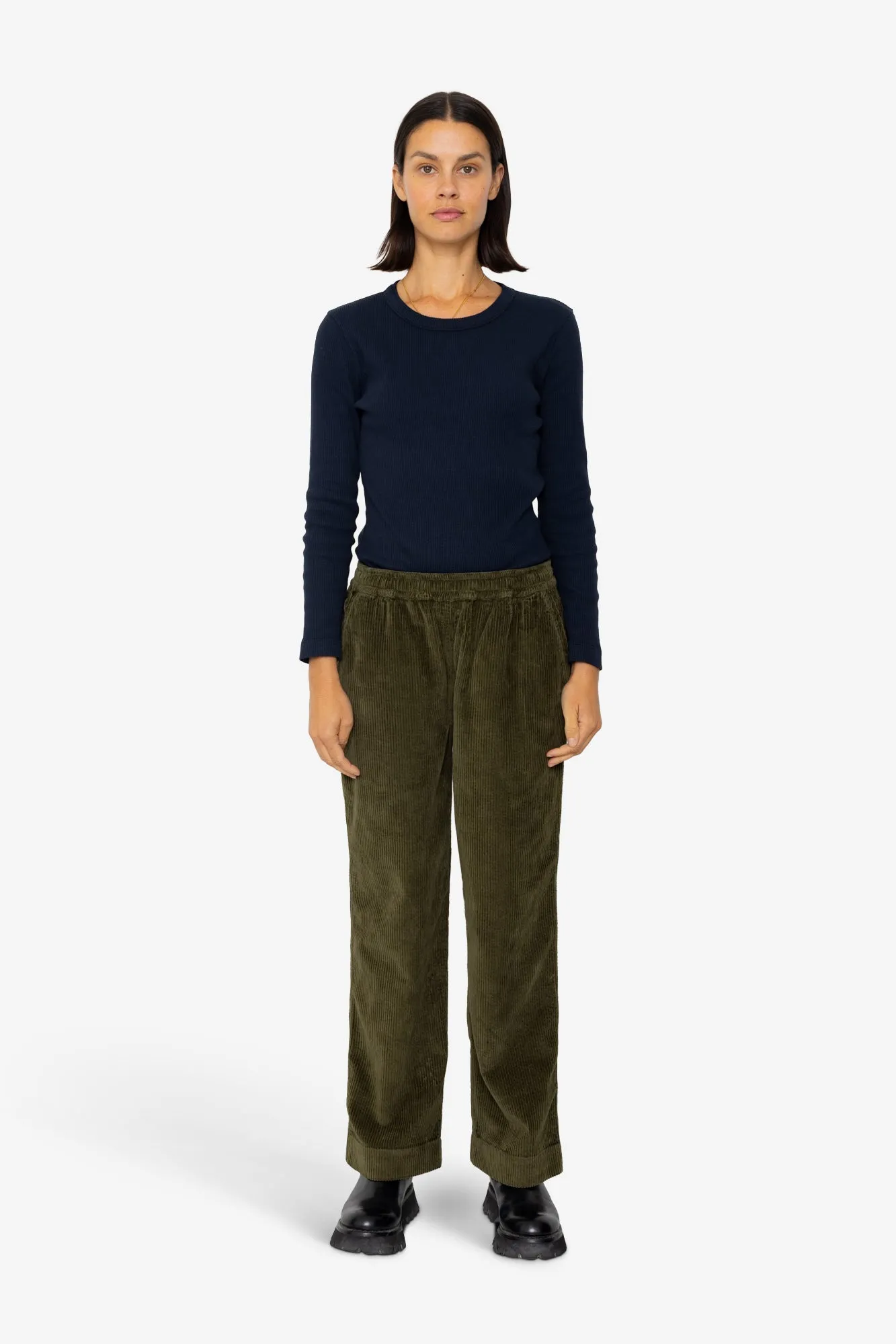 Drawcord Signal Pants - Olive Cord sold by Folk product image thumbnail 2