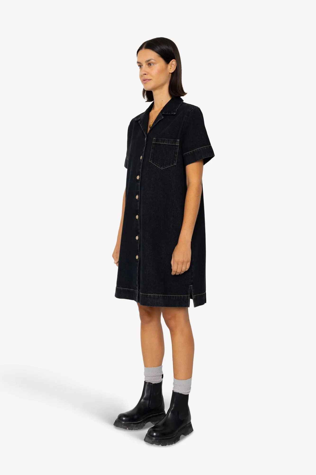 Shirt Dress - Washed Black Denim sold by Folk product image thumbnail 3
