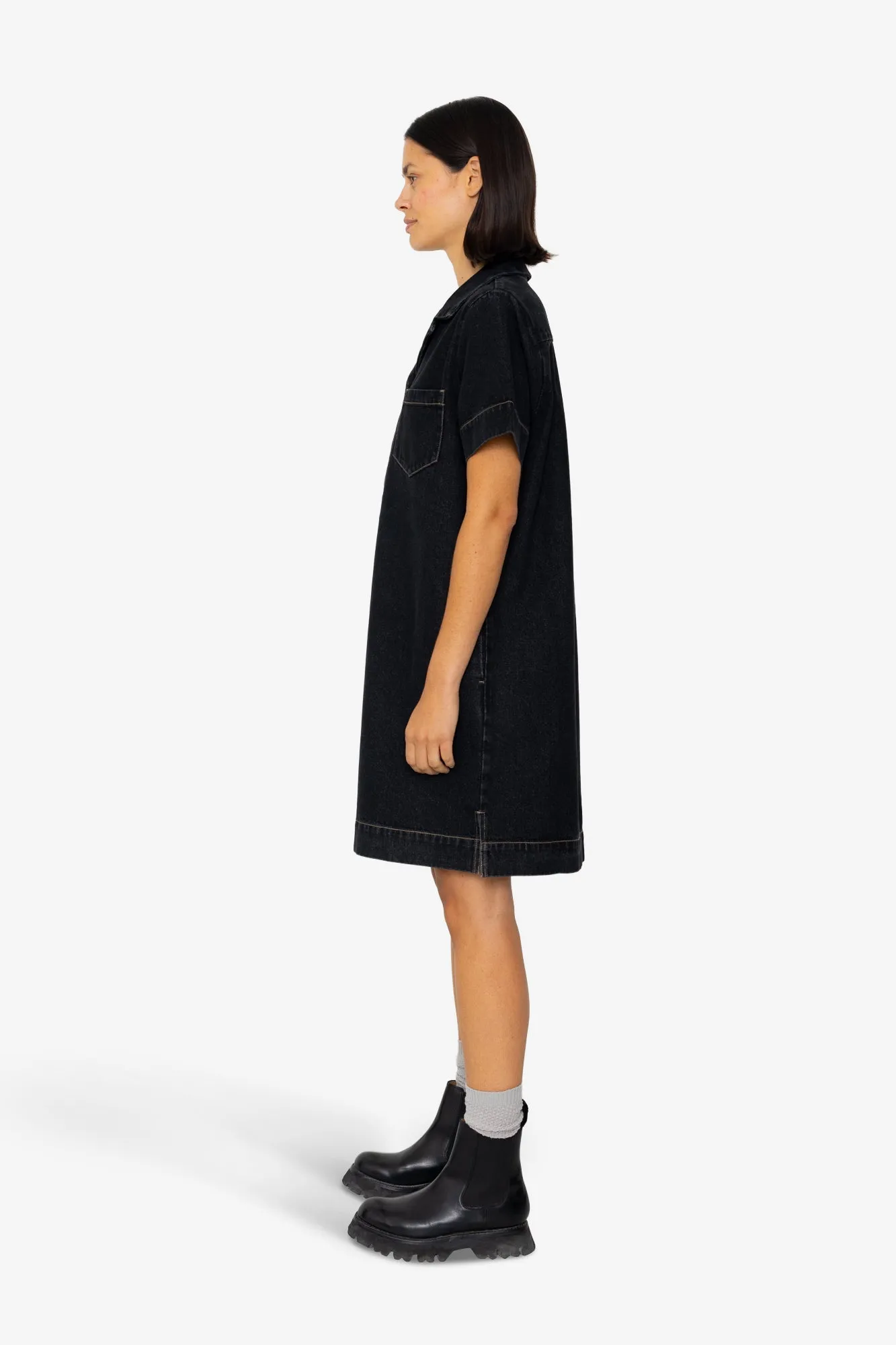Shirt Dress - Washed Black Denim sold by Folk product image thumbnail 4