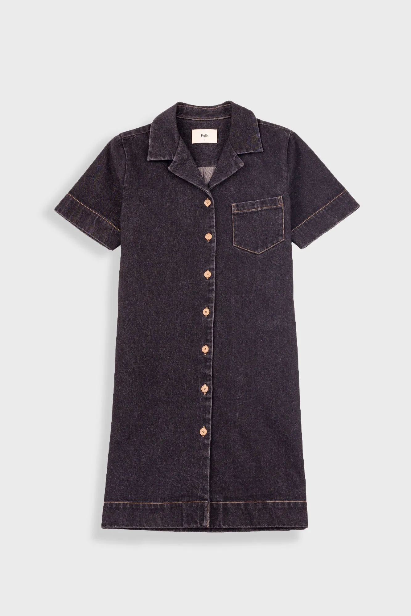 Shirt Dress - Washed Black Denim sold by Folk