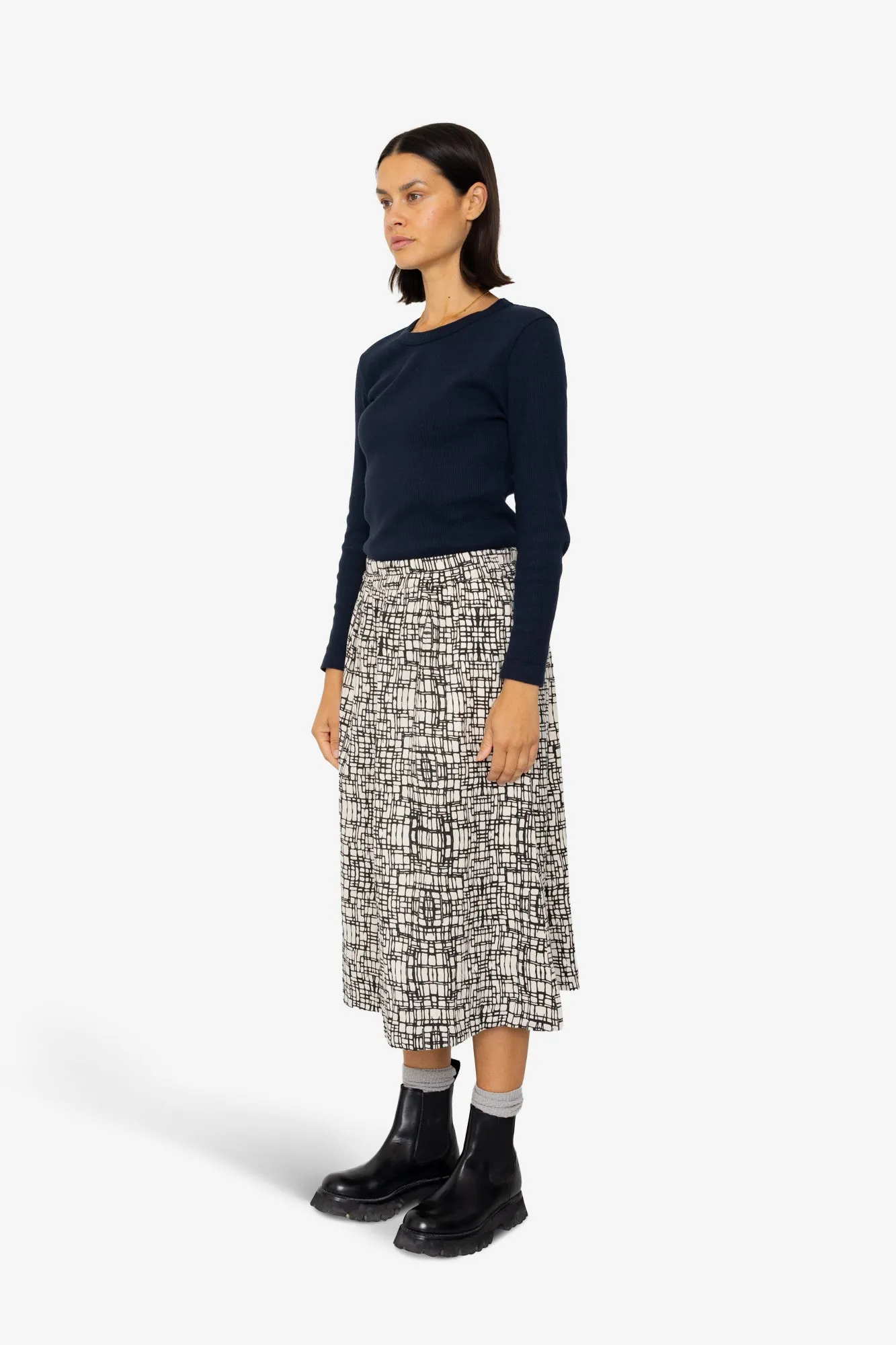 Full Seam Skirt - Black Ecru Maze Print sold by Folk product image thumbnail 3