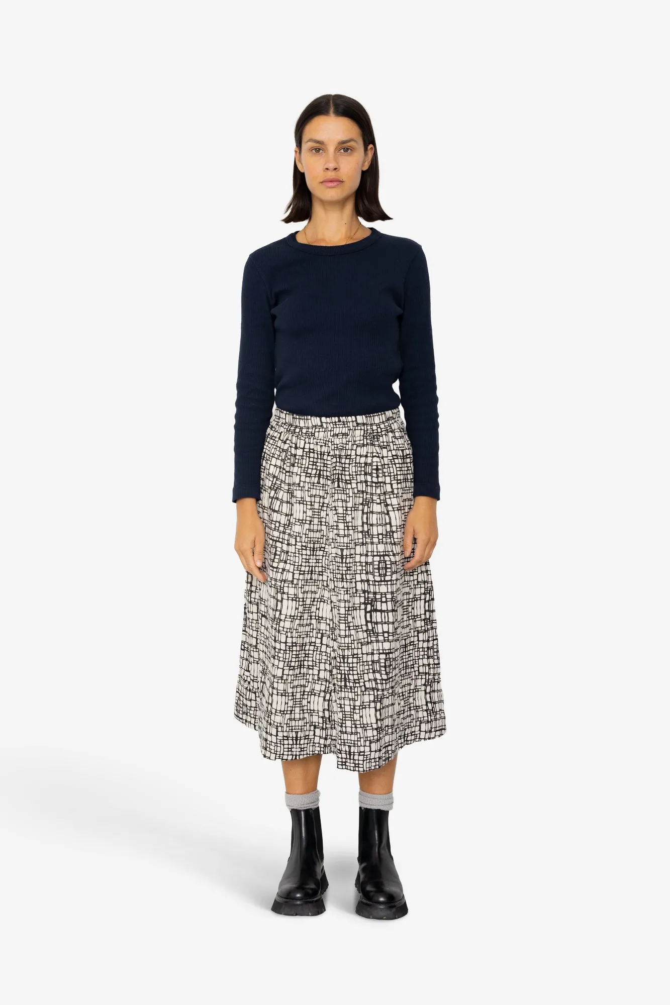 Full Seam Skirt - Black Ecru Maze Print sold by Folk product image thumbnail 2
