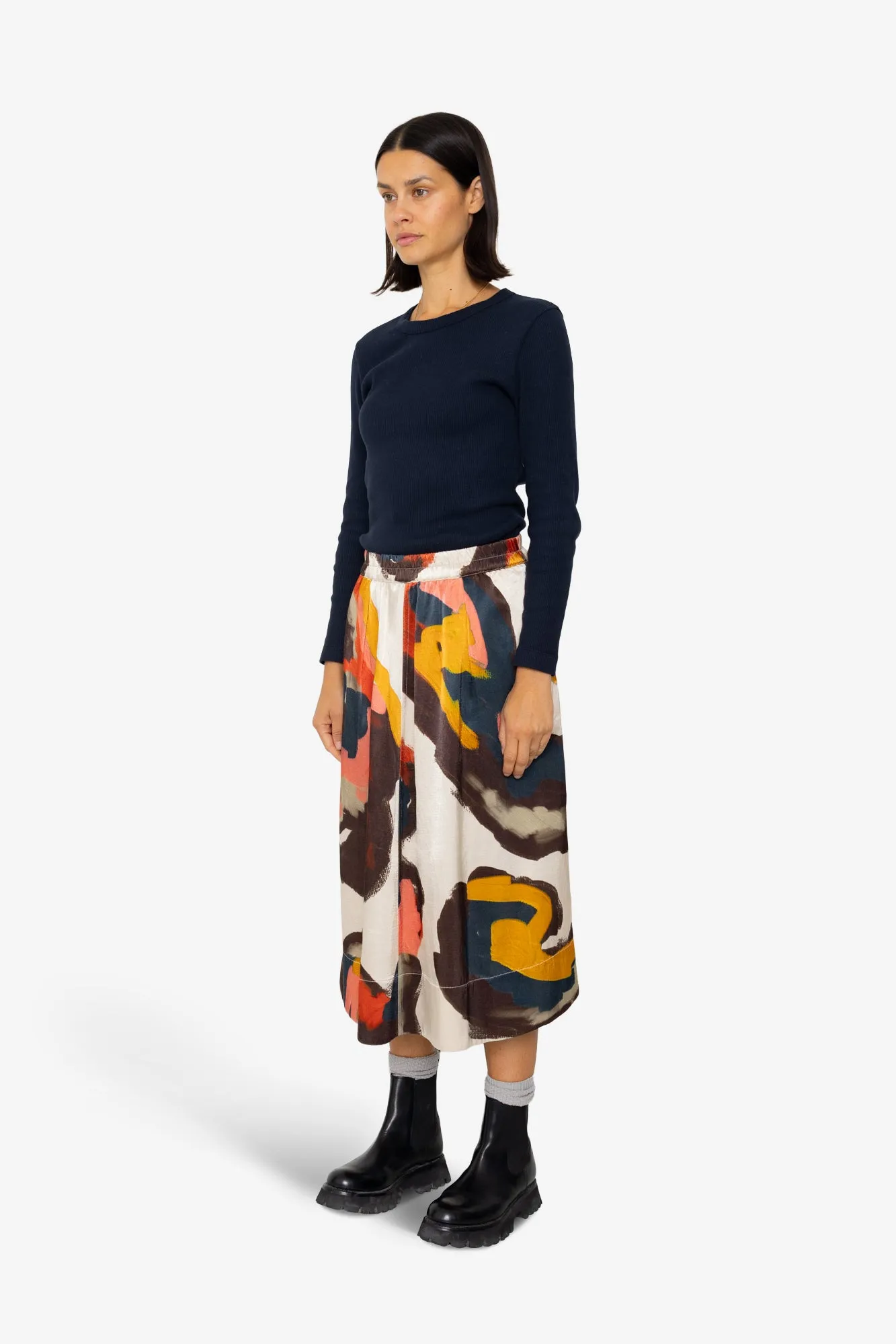 Full Seam Skirt - Impasto Print Satin sold by Folk product image thumbnail 4