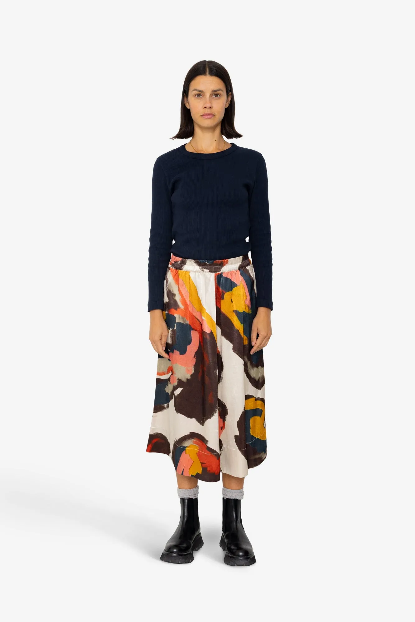 Full Seam Skirt - Impasto Print Satin sold by Folk product image thumbnail 3