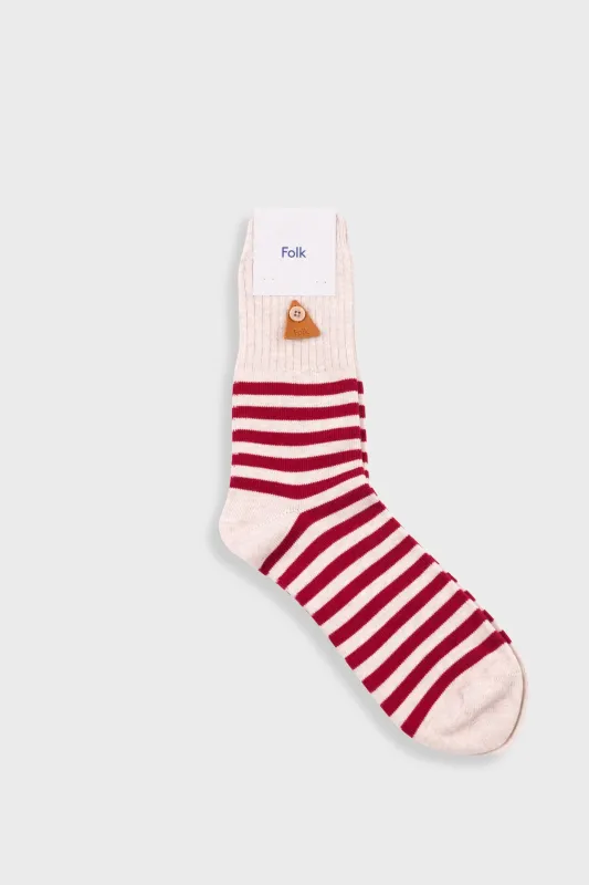 Striped Socks - Crimson / Stone sold by Folk