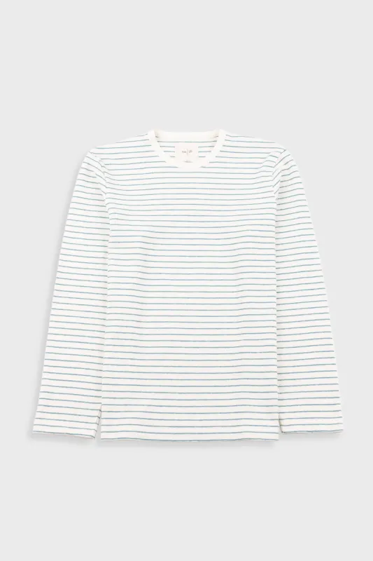 Long Sleeve Textured Stripe T-Shirt - Ecru / Misty Green sold by Folk