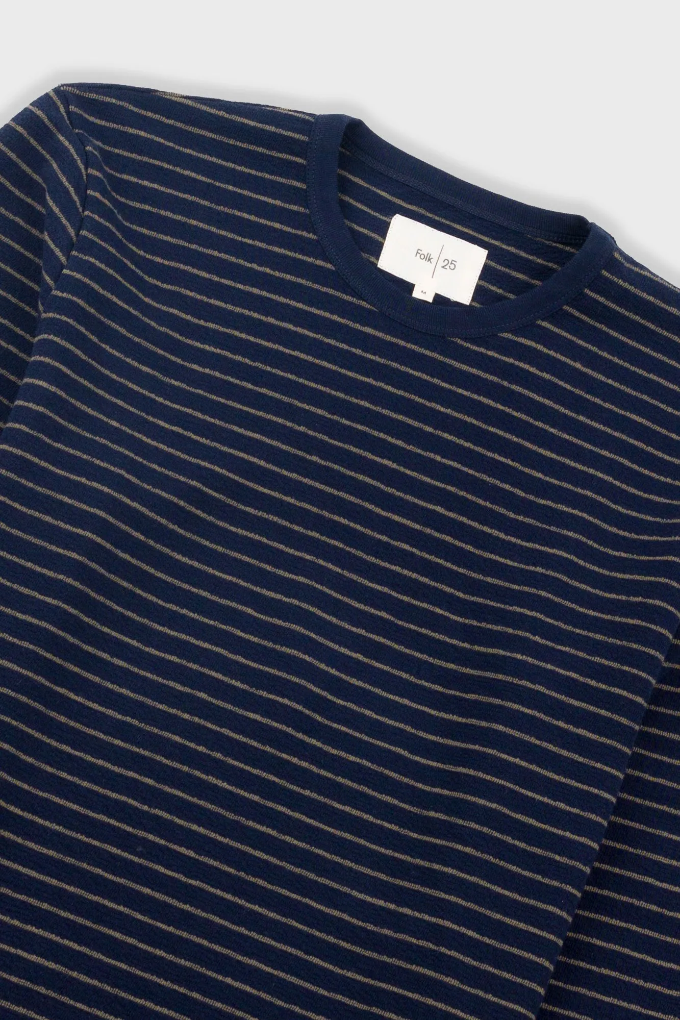 Long Sleeve Textured Stripe T-Shirt - Navy / Olive sold by Folk product image thumbnail 5