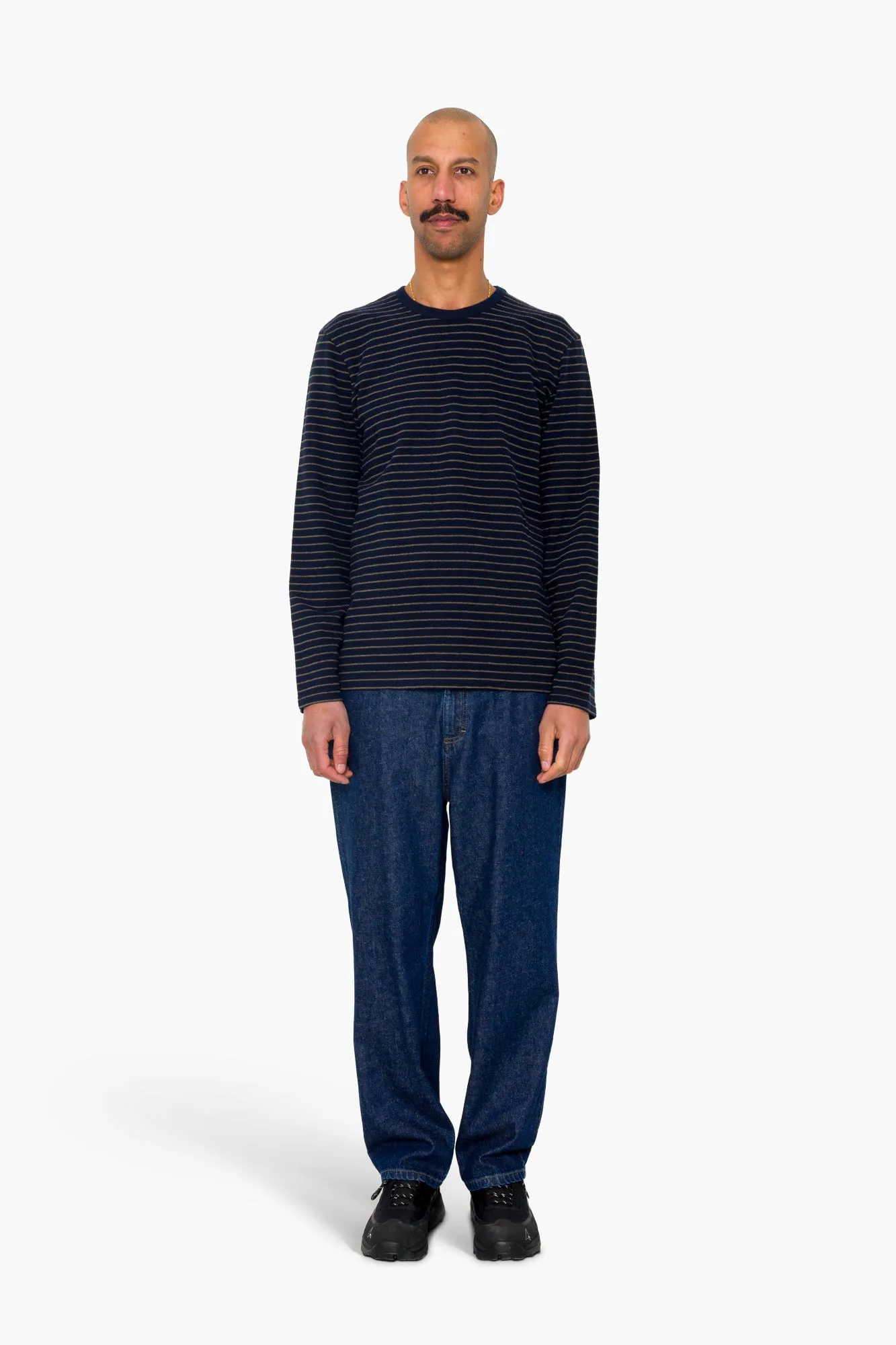 Long Sleeve Textured Stripe T-Shirt - Navy / Olive sold by Folk product image thumbnail 2