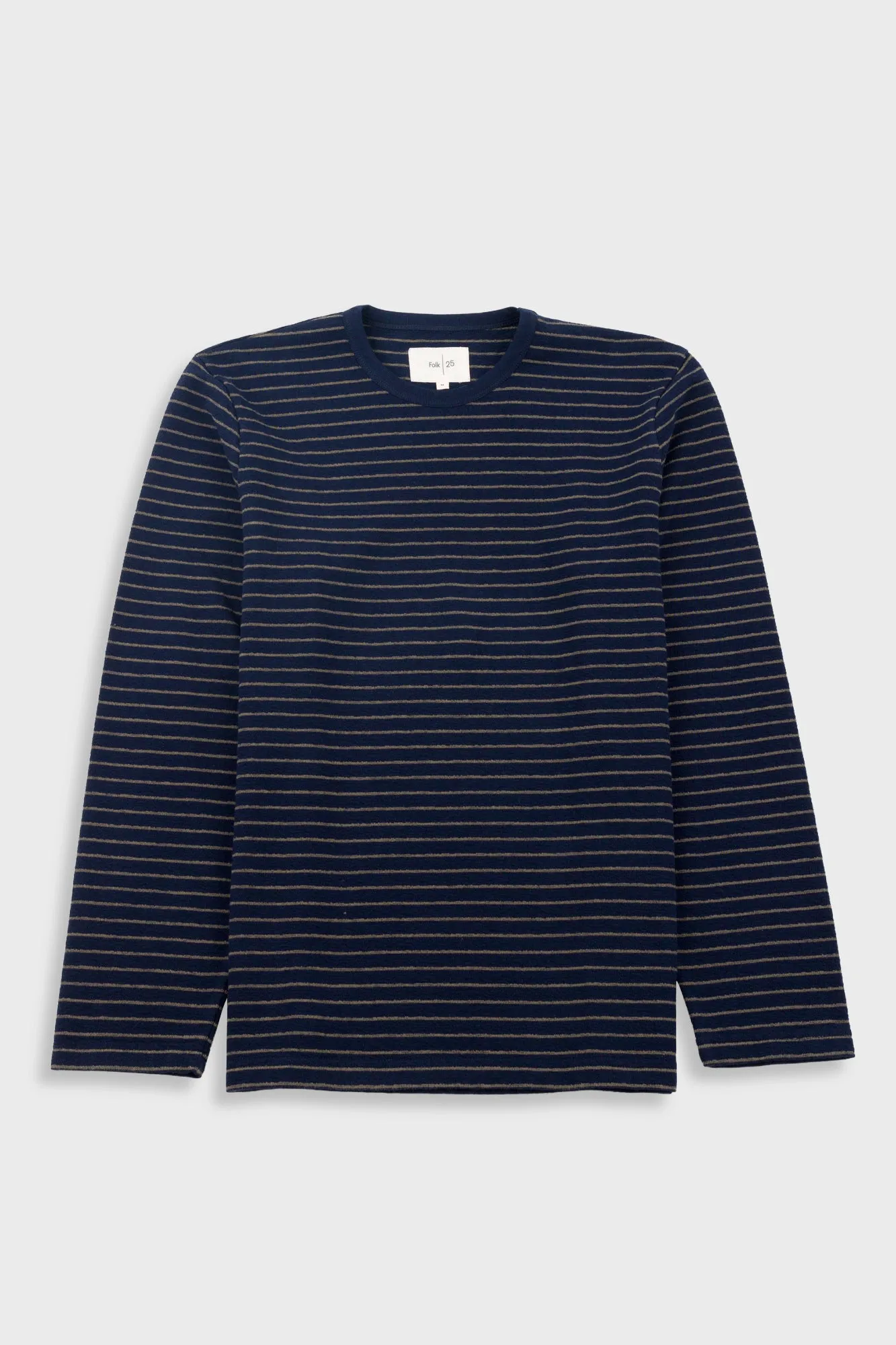 Long Sleeve Textured Stripe T-Shirt - Navy / Olive sold by Folk