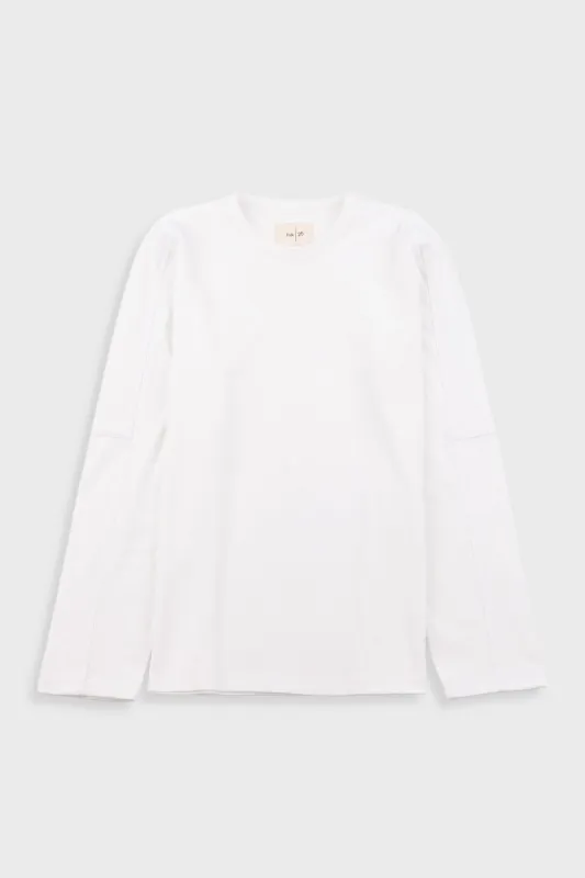 Long Sleeve Curve Panel T-Shirt - White Waffle sold by Folk