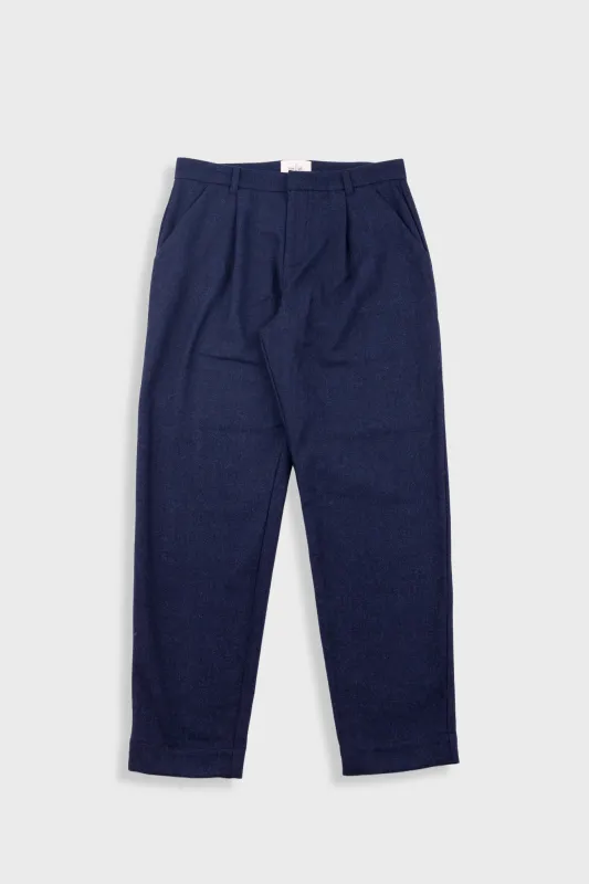 Assembly Suit Trouser - Navy Melange Wool made by Folk