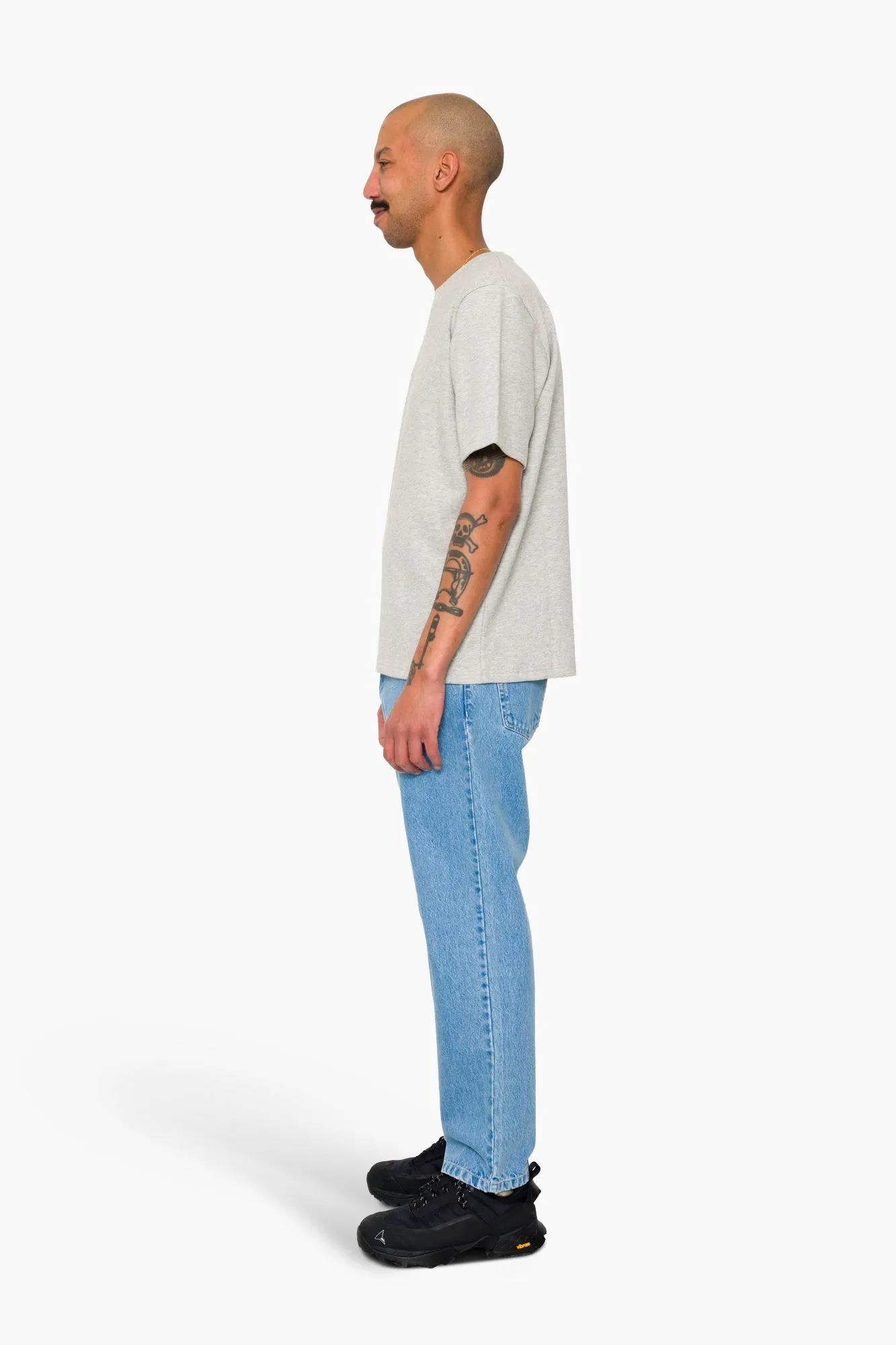 Short Sleeve Textured T-Shirt - Light Grey Melange sold by Folk product image thumbnail 4