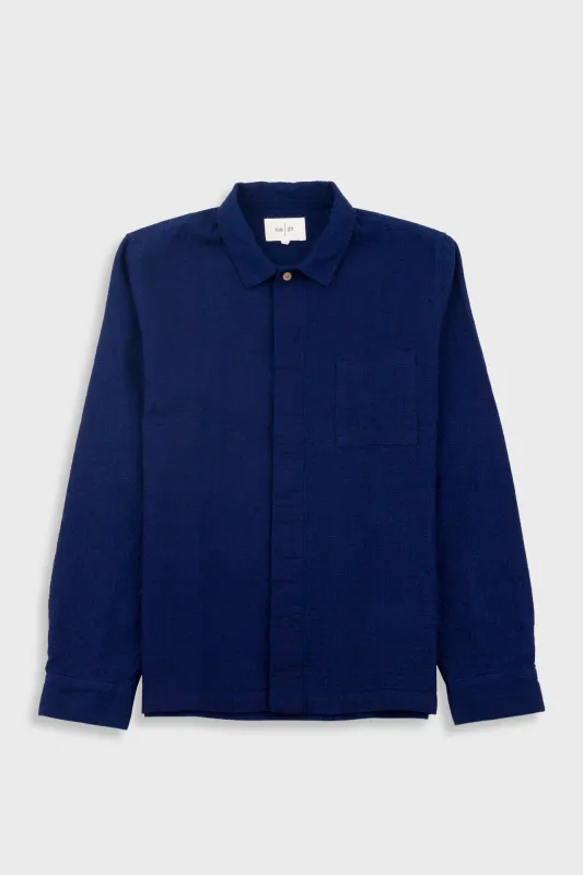 Patch Shirt - Indigo Doublecloth sold by Folk