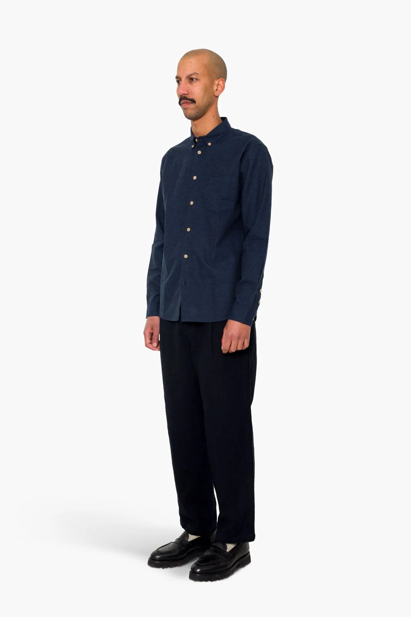 Relaxed Fit Shirt - Navy Melange Flannel sold by Folk product image thumbnail 3