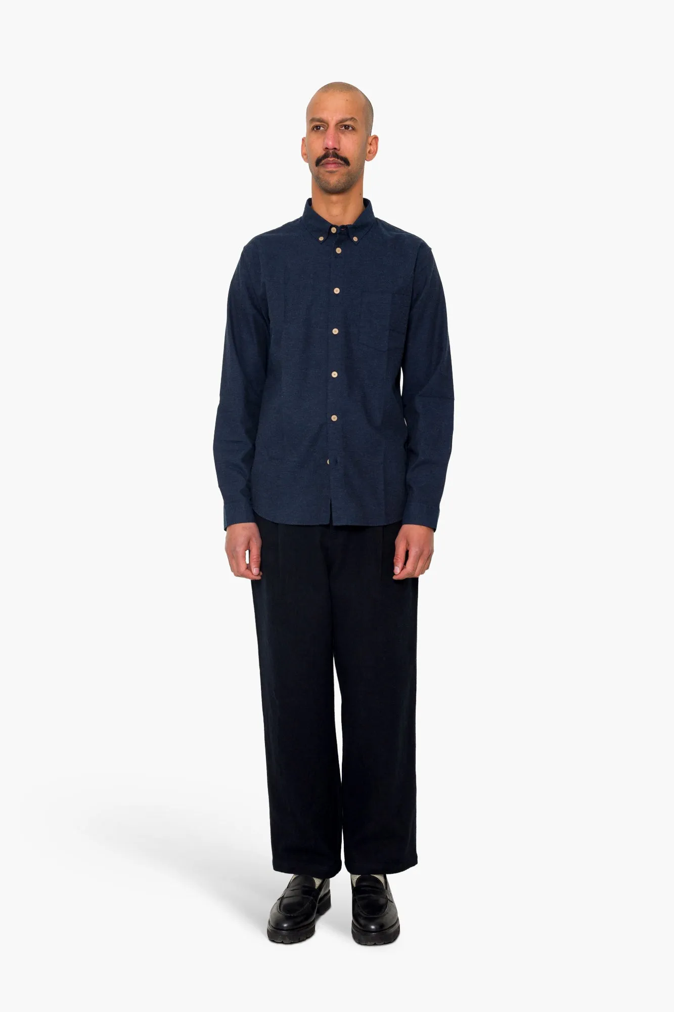 Relaxed Fit Shirt - Navy Melange Flannel sold by Folk product image thumbnail 2