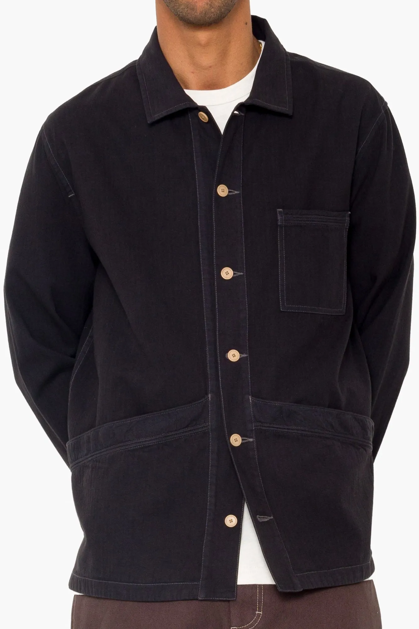 Meyer Shirt Jacket - Black Herringbone sold by Folk product image thumbnail 3