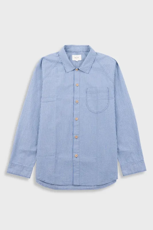 Raglan Shirt - Blue Crinkle Stripe made by Folk