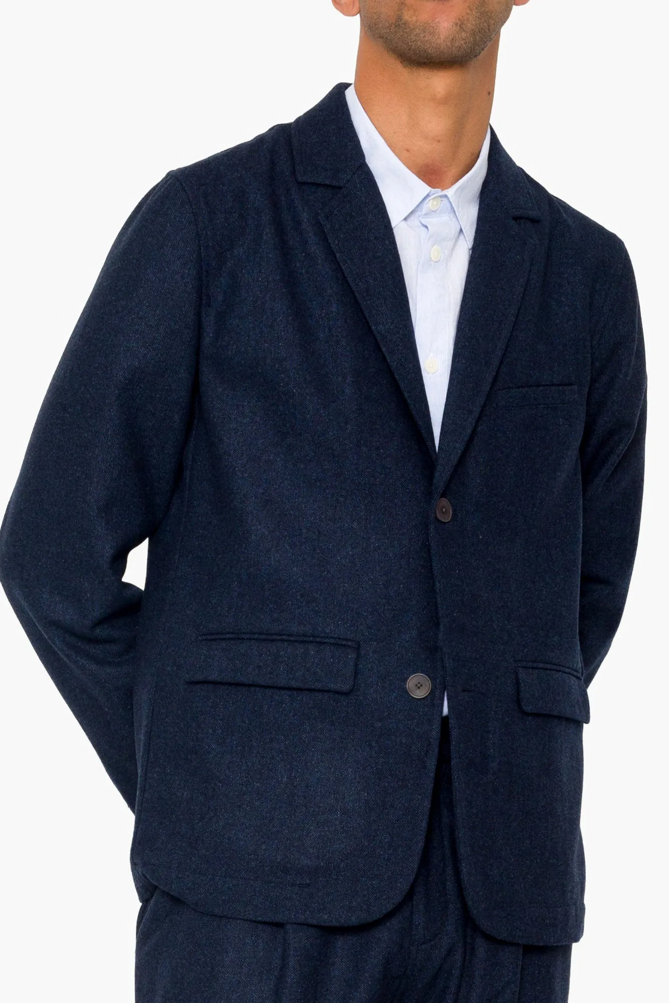 Assembly Blazer - Navy Melange Wool sold by Folk product image thumbnail 2