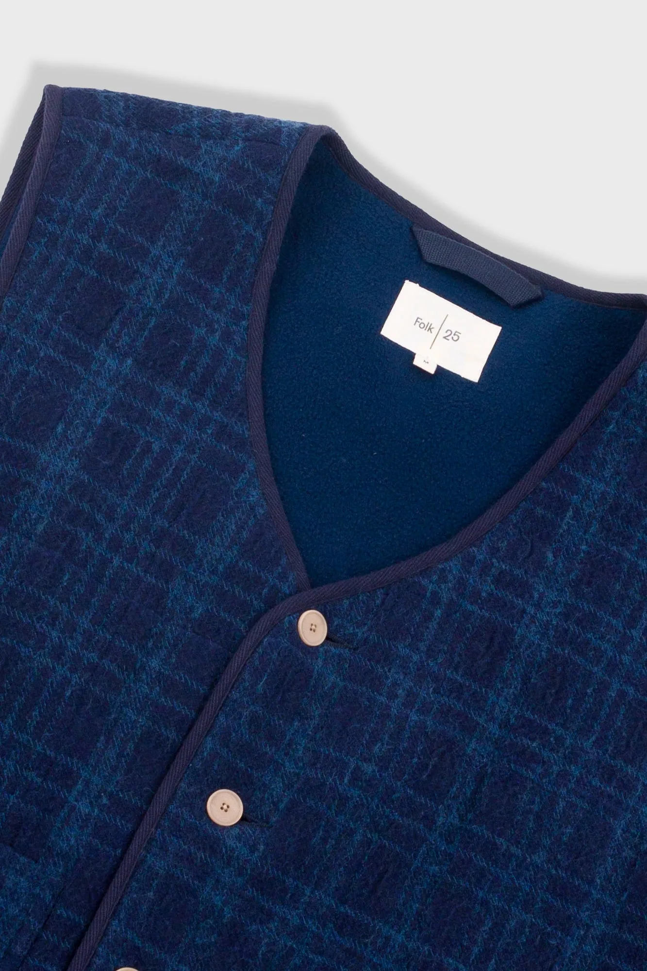 Quilted Gilet - Indigo Textured Check sold by Folk product image thumbnail 5