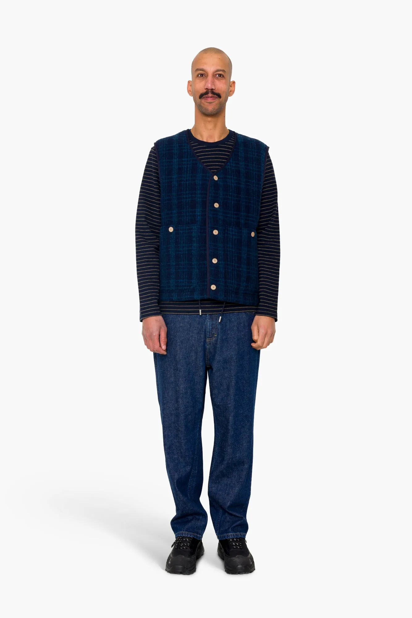 Quilted Gilet - Indigo Textured Check sold by Folk product image thumbnail 2