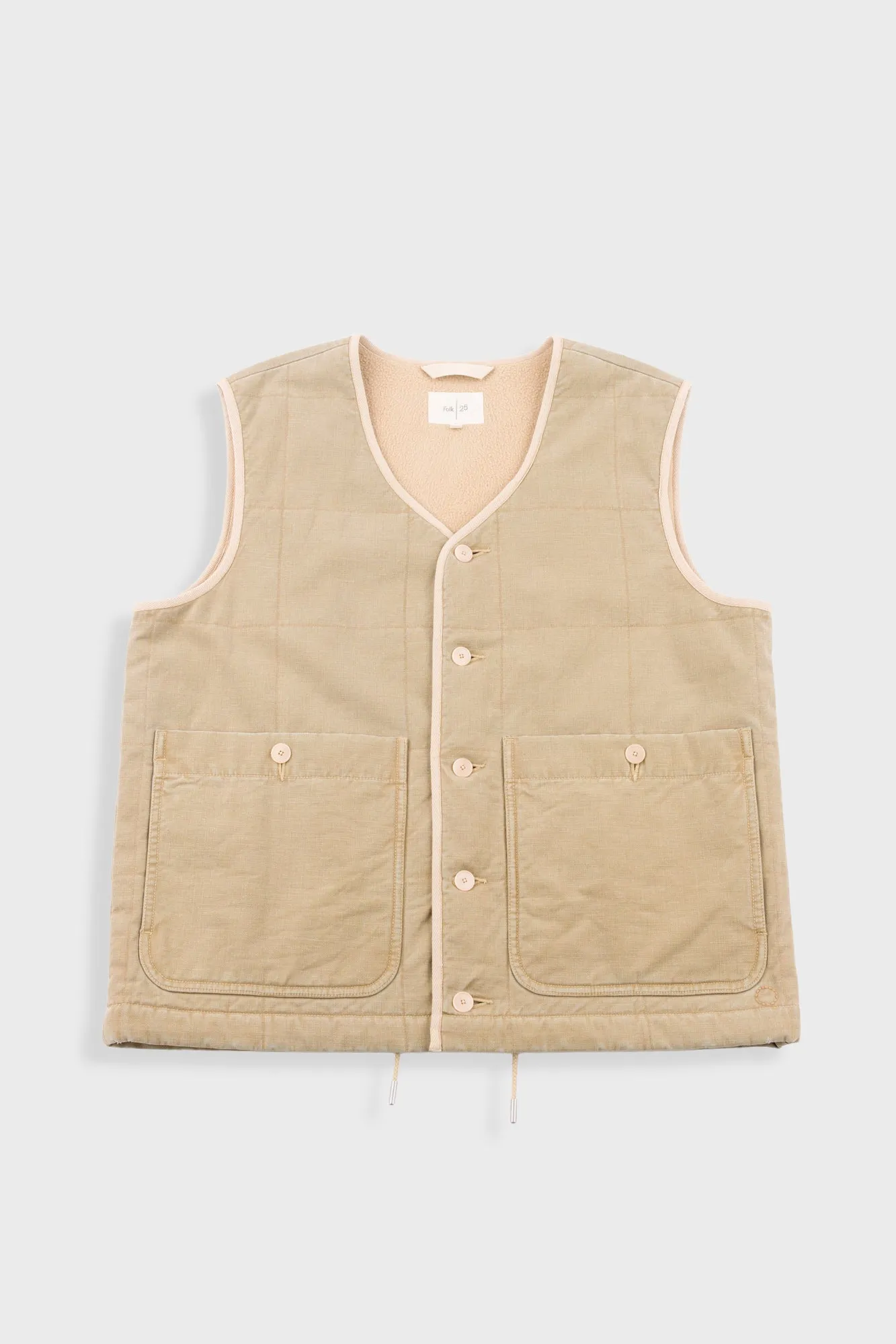 Quilted Gilet - Fossil Slub sold by Folk