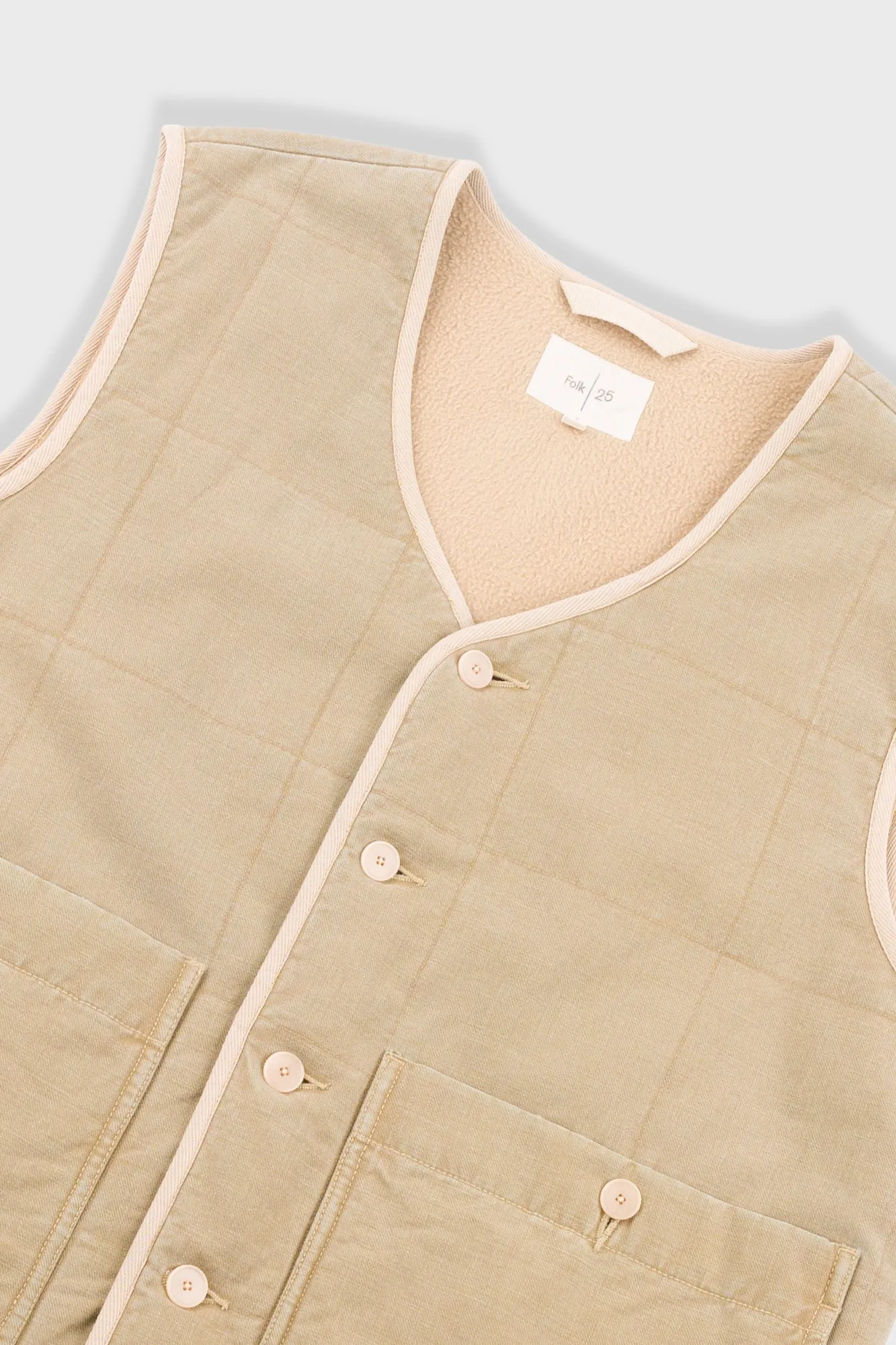 Quilted Gilet - Fossil Slub sold by Folk product image thumbnail 2