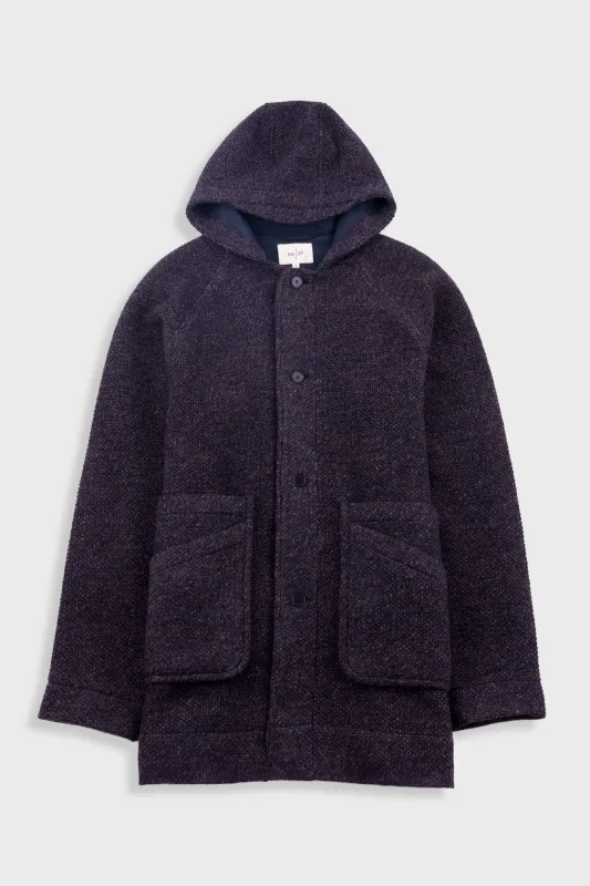 Hooded Car Coat - Navy Brown Texture sold by Folk