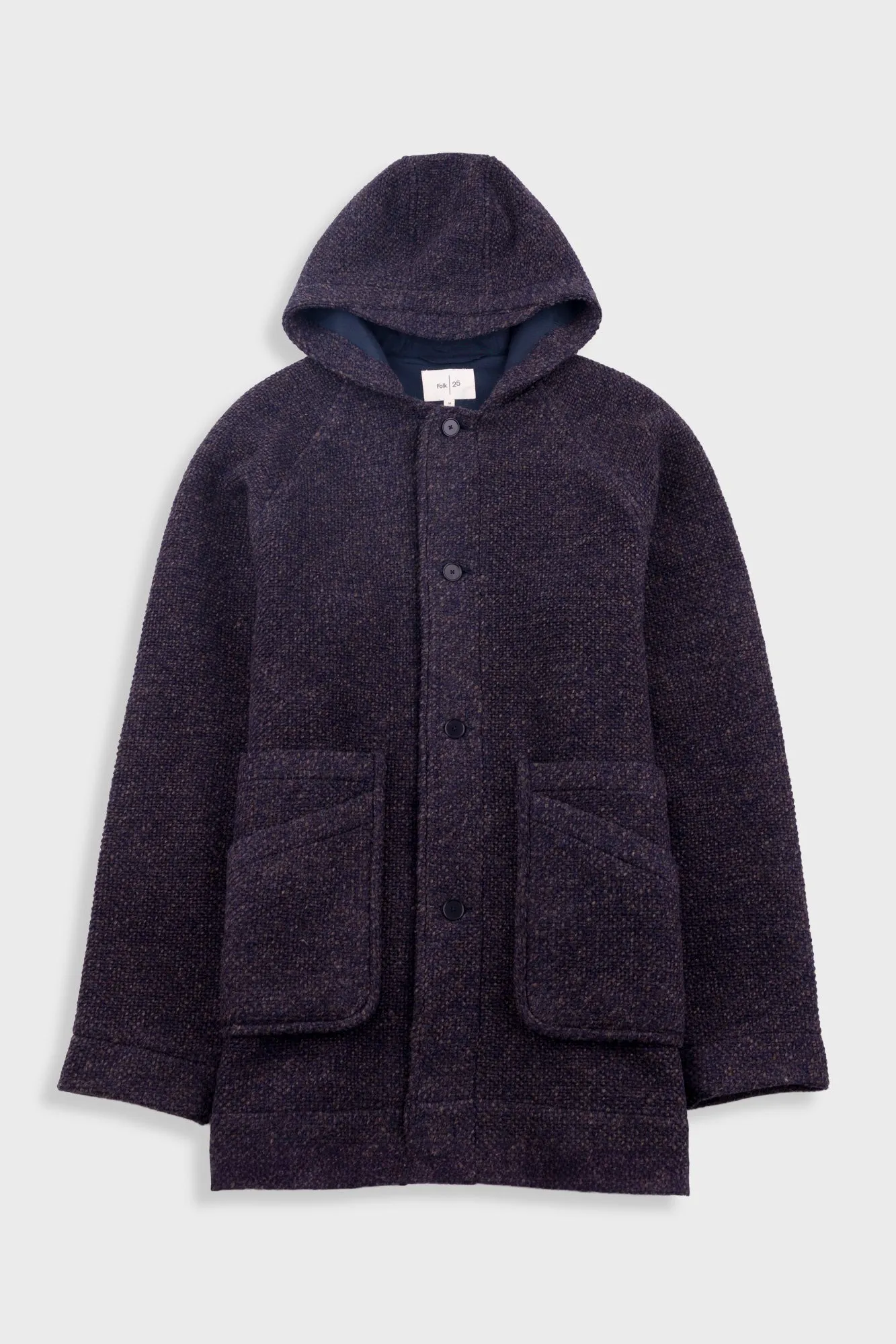 Hooded Car Coat - Navy Brown Texture sold by Folk