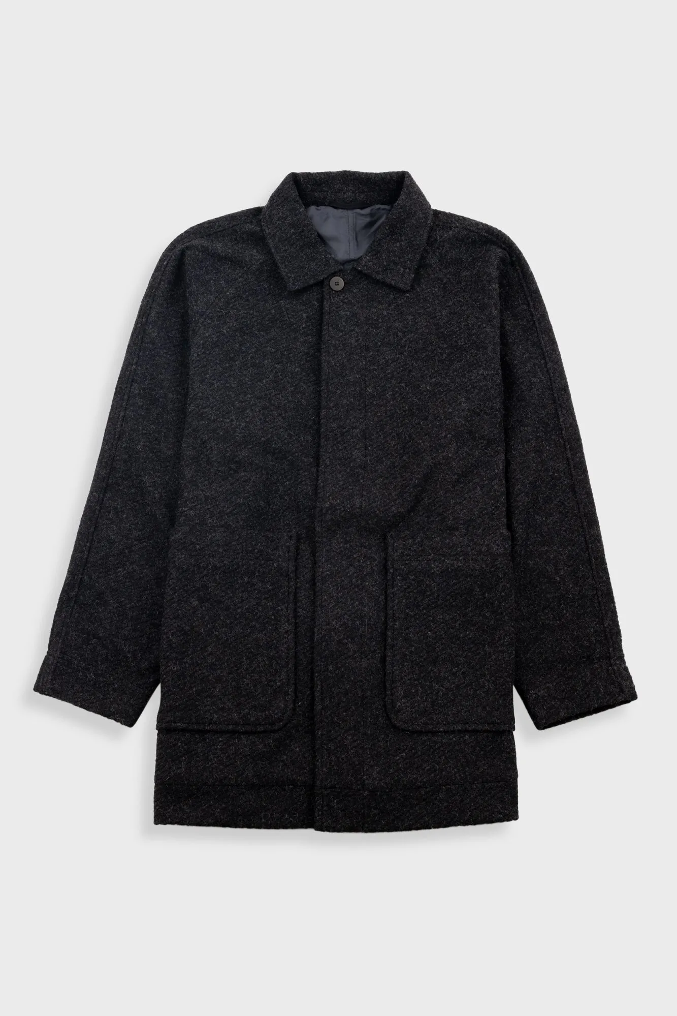 Car Coat - Charcoal Wool Twill sold by Folk