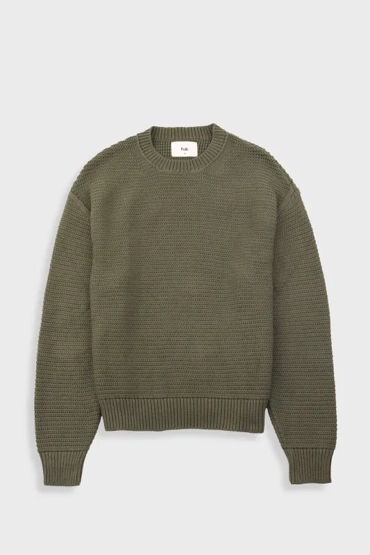 Drop Shoulder Crew - Olive made by Folk