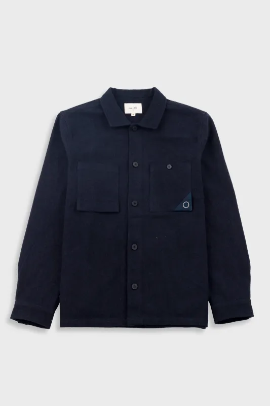 Anniversary Patch Overshirt - Ash Navy Brushed Twill sold by Folk