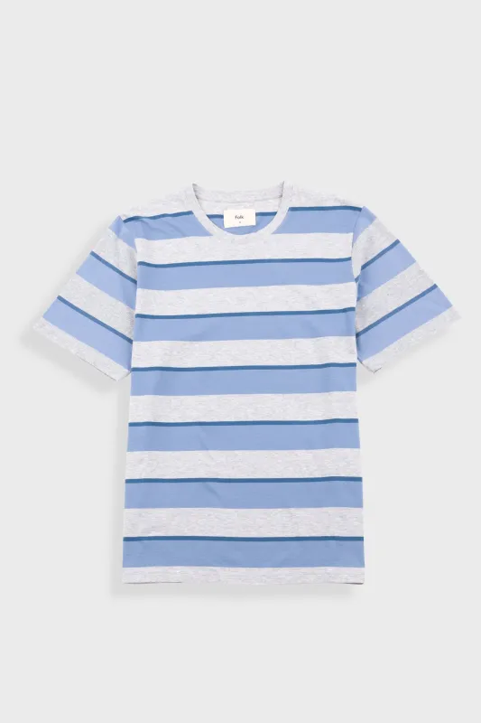 Shadow Stripe T-Shirt - Soft Blue Melange sold by Folk