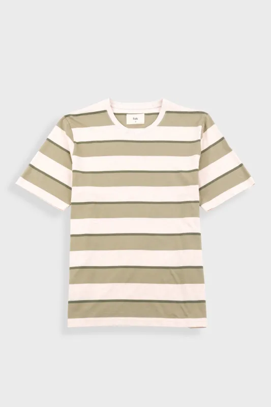 Shadow Stripe T-Shirt - Light Sage Melange sold by Folk