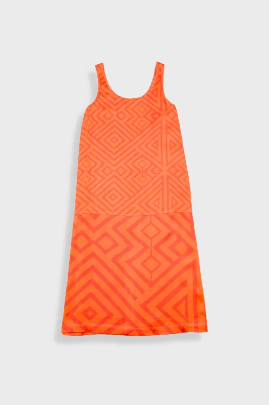 Slip Dress - Orange Coral Diamond Print sold by Folk
