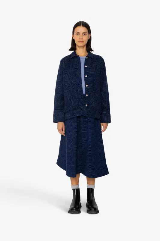 Pleated Shirt - Indigo Floatstitch sold by Folk