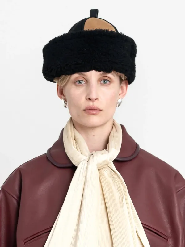 Cawley | Sheepskin Cap - Tan / Black sold by Folk