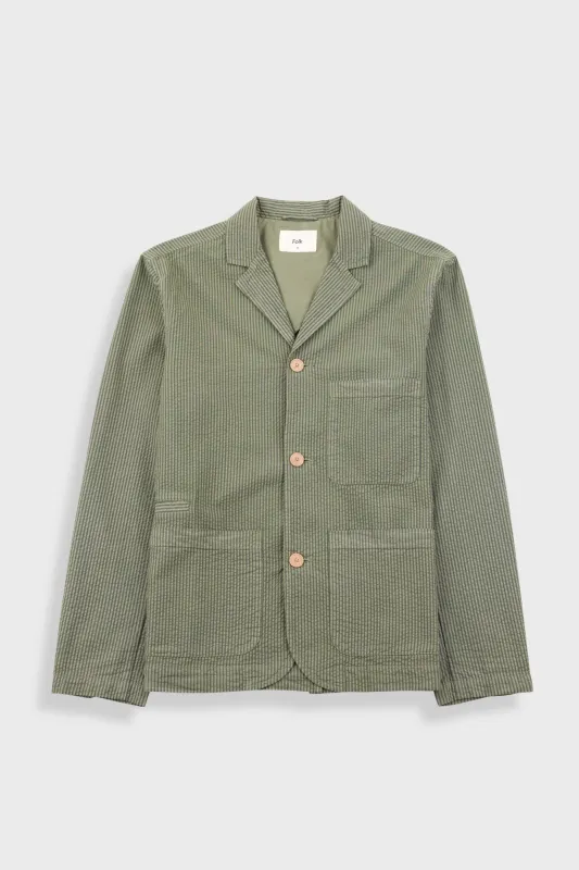 Wide Fit Blazer - Sage Overdyed Stripe sold by Folk