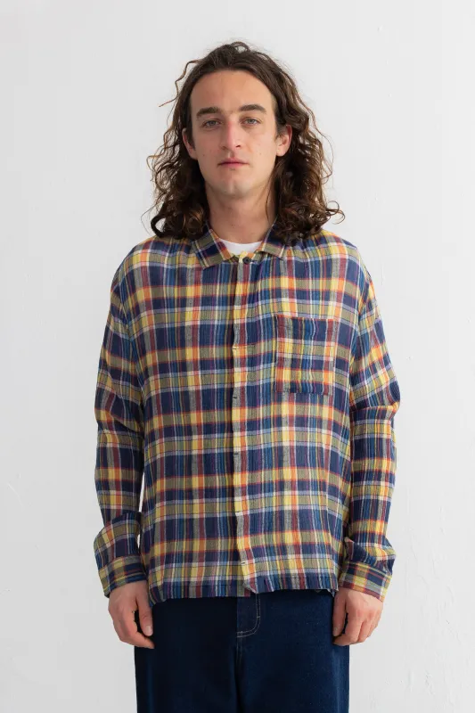 Patch Shirt - Navy Multicolour Check sold by Folk