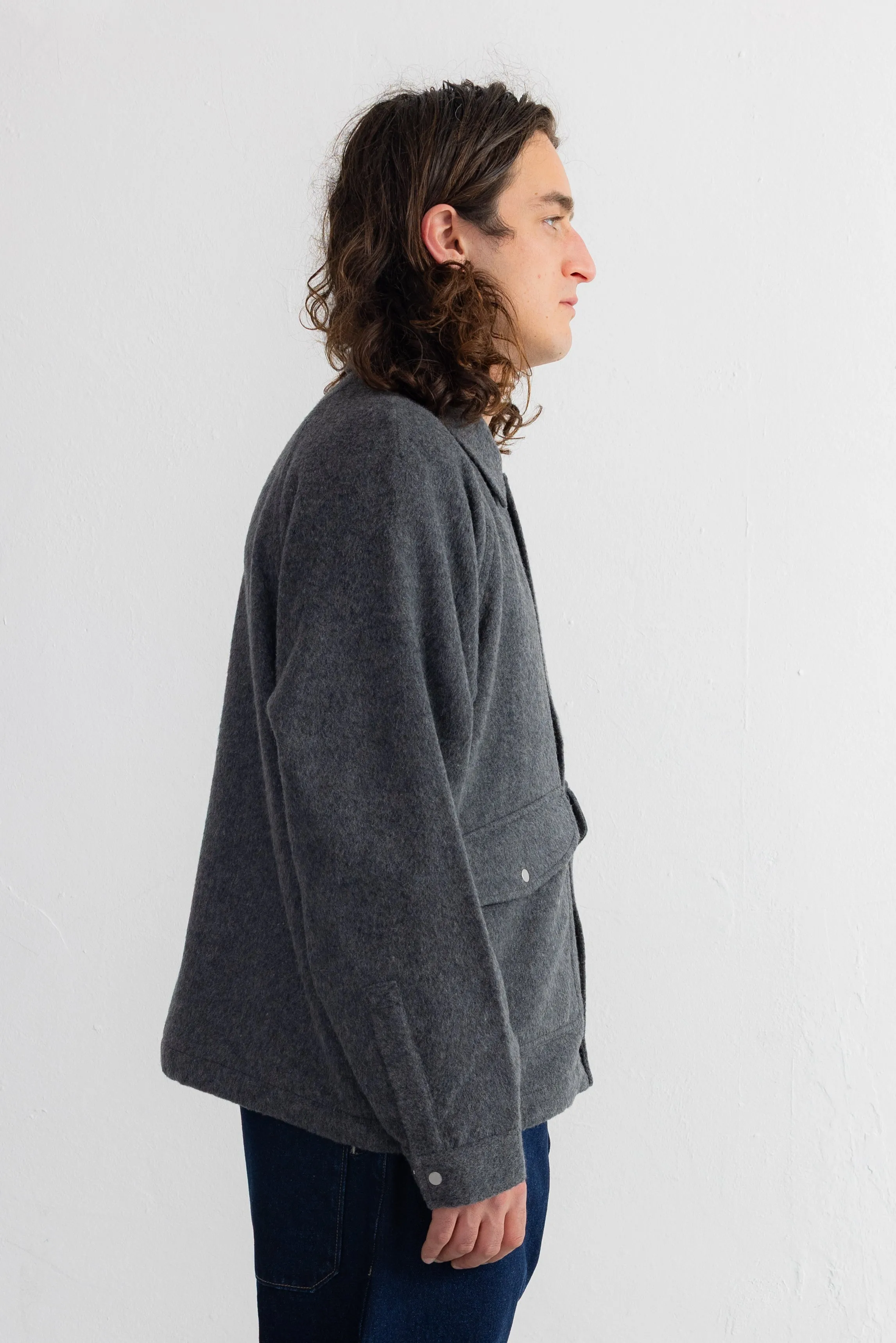 Cropped Winter Coat - Charcoal Wool sold by Folk product image thumbnail 3