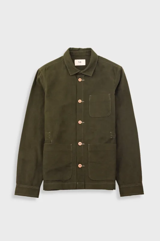Assembly Jacket - Dark Olive Moleskin made by Folk